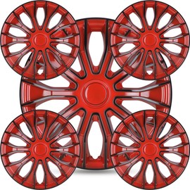 Winjet Black Lacquer & Red Lacquer 15 Inch Hubcaps Set of 4 Universal Hubcaps Compatible/Replacement for Chevy Toyota Nissan Honda Hyundai Ford Subaru Mitsubishi Volkswagen and Other Models