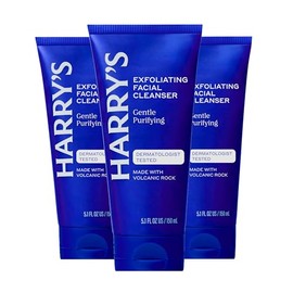 Harry's Exfoliating Face Wash for Men, Gentle Facial Skin Care Products with Volcanic Rock Exfoliant, Dermatologist Tested, 150ml, 3 Pack
