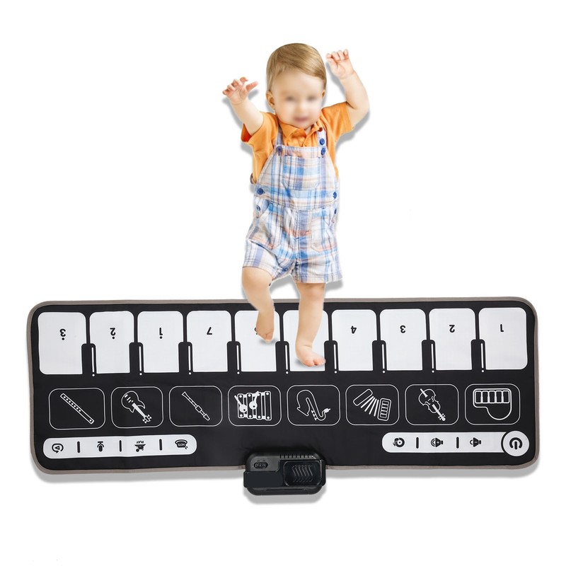 Kids Piano Mat 43.3 X 14.2in Adjustable Volume 10 Keys