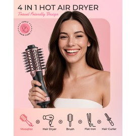 Travel Hair Dryer Brush, Mini Size Blow Dryer Brush with 2 Inch Ceramic Barrel, 4 in 1 Blow Dryer Brush for All Hair Types