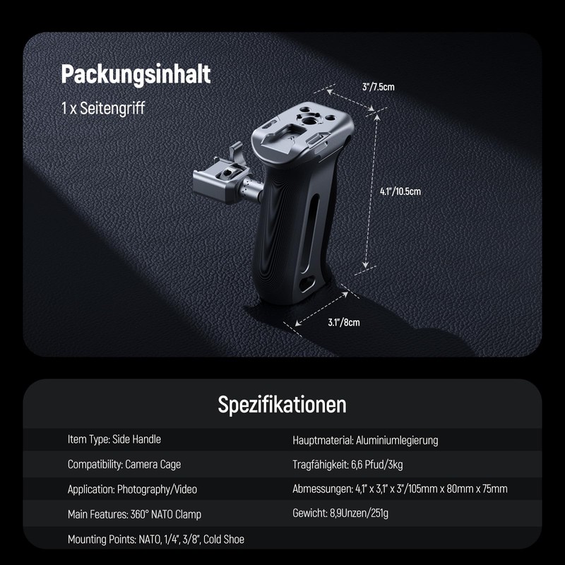 NEEWER NATO Side Grip with Quick Change Ergonomic Side Camera