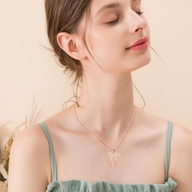MOOFUN Wings of the Angel Pendant Chain Necklace Women Girls with Zircon Silver 925 Chain for Women Mum Wife Girlfriend Skeleton Wings Necklace Fashion Jewellery Birthdays Valentine's Day Mother's Day
