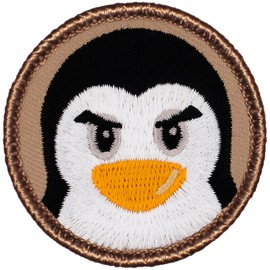 Angry Penguin Patrol Patch - 2" Diameter Round Embroidered Patch (Hook Fastener)