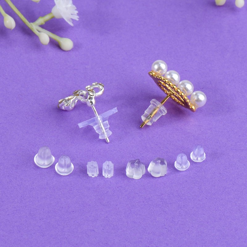 6 Styles Silicone Earring Backs for Studs/Droopy Ears/Heavy Earring, 600