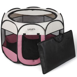 Love's cabin Pet Puppy Dog Playpen, Medium Dog Tent Crates Cage Indoor/Outdoor, Portable Playpen for Cat, Foldable Pop Up Dog Kennel Playpen with Carring Case, Removable Zipper Top, Pink