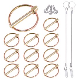 Glarks 15Pcs 3/16" x 1-7/16" Lynch Pin with Lanyard Cable Set 10Pcs Lynch Pin Lock Pin Clips and 2Pcs 304 Stainless Steel Lanyard Cable with Quick Release Ring for Farm Tractors Trailers Trucks Mowers