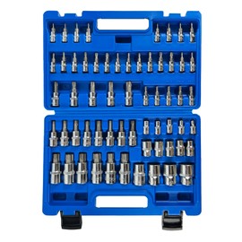 SUNHZMCKP 60 Piece Torx Bit Socket Set and External Torx Socket Set, Star T6-T70, E4-E24, TP8-TP60, TT6-TT70, 1/4", 3/8", 1/2" Drive, S2 Alloy Steel, High Torque Laser Marked for Automotive Mechanic