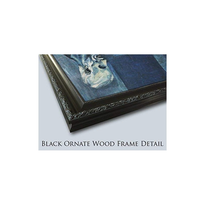 Bromolle Farm With Chickens 24x18 Black Ornate Wood Framed Canvas