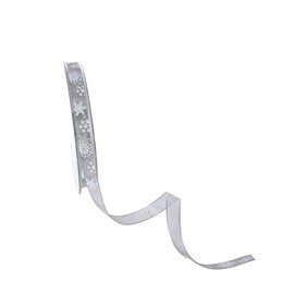 93212-10-20-90 Transparent Grey Organza Ribbon Snowflakes Christmas Gift Ribbon