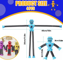 4 PCS telescopic hundred variations toy, Robot Pop Tubes Toys for Kids Telescopic Robot, Toys for Tubes Robot telescopic toys for kids fidget toys for anxiety stretchy toys Suction sensory toys
