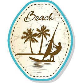 Zirni Beach Palm Vintage Retro Grunge Vacation Travel Label Sticker Decal Design