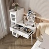 Donext 46" White Multi-Functional Dressing Table with LED Lights, Makeup