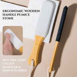 2PCS Foot File & Pumice Stone Set, Foot Scrubber for Hard Skin, Pumice Stone Exfoliating Pedicure Rasp Feet Scrubber with Wooden Handle, Removing Dead Skins, Cracked Heels, Hard Skins & Calluses