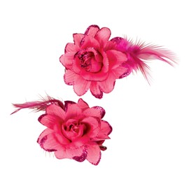 Flower and Feather Hair Clip Pair,D2360PUR,Purple,One-Size