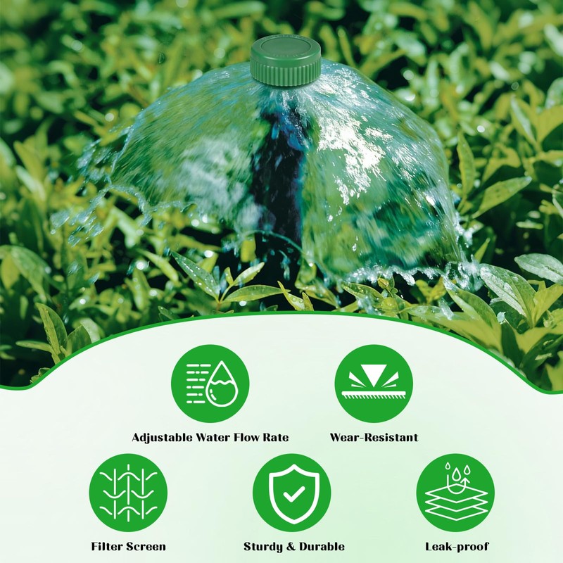 18PCS Green Shrub Bubbler Sprinkler Heads, Adjustable Flow Control Mushroom