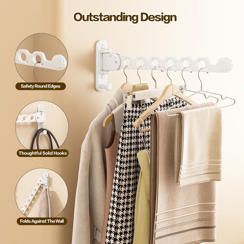 Deasolin Wall Mounted Clothes Drying Rack, Laundry Clothes Hanger Rack