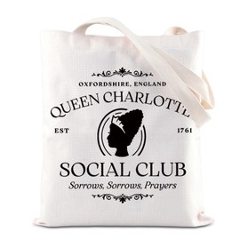 BAUNA TV Show Merchandise Queen Charlotte Canvas Tote Bag Gift for Literary Lovers Historical Drama Gift for Fans, queen charlotte tote