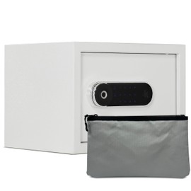 1.0 Cubic Feet Safety Steel Home Safes，With Fireproof Document Bag,Biometric Fingerprint Touch Screen Safe, for Wardrobe,Home,Office,Hotel.(With fireproof bag, 9.8"H X 13.8"W X 10.8"D)
