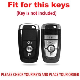 TECART Leather Key Fob Cover with Keychain Fit for Ford Explorer Fusion Escape Edge Expedition F150 F250 F350 Smart Key Case, Leather Keychain-pink