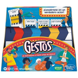 Hasbro Gaming Juego Gestos, él divertidísimo y rápido Juego de mímica, Juego de charadas para Fiestas Familiares para 4 o más Jugadores, Incluye claqueta y Tarjetas Personalizables.