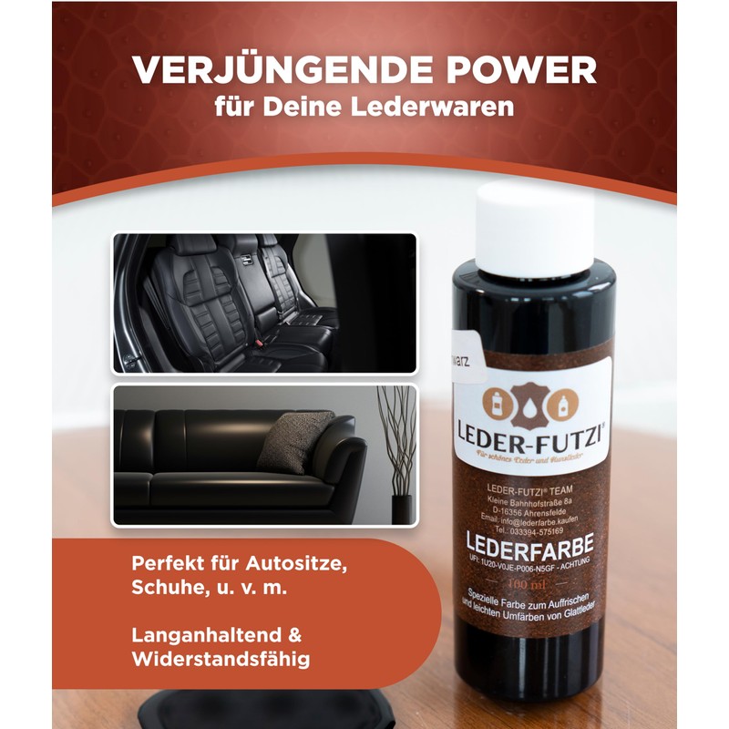 Leder-Futzi Leather Colour Black 100 ml - Flexible Drying &
