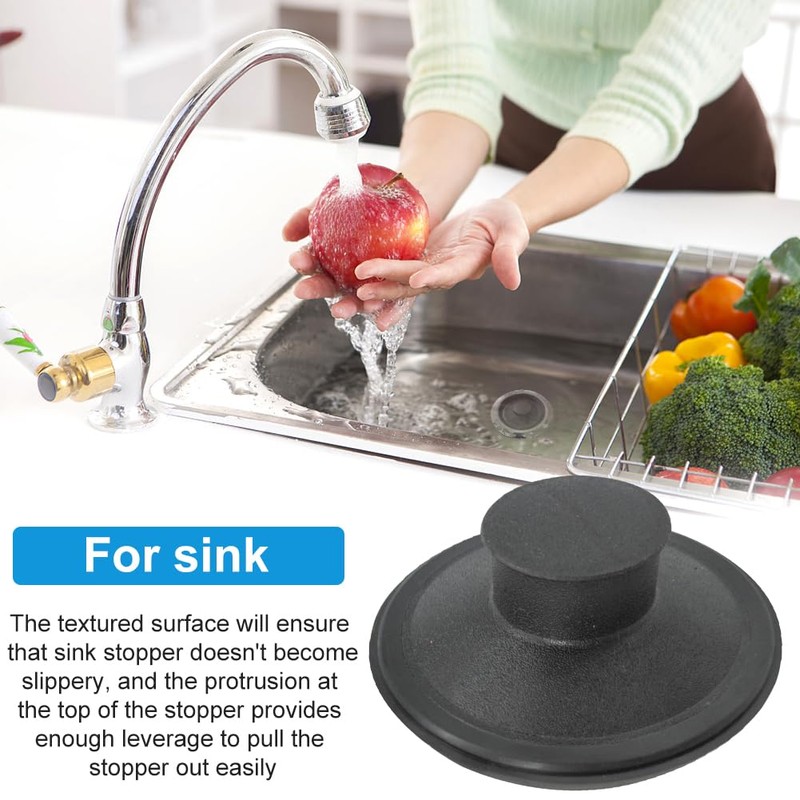 EMVANV 2 PCs Sink Stopper,Black Plastic Sink Plug Drain Stopper