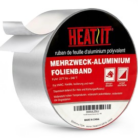HEATIT Aluminum Foil Tape Professional Grade 2 inch x 30 feet (10yard Length) Thick 5.3mil (2.4mil foil and 2.9mil Backing Paper) for HVAC, Ducts, Pipes, Metal Repair, Heating Cable Application etc