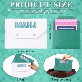 2 piezas de piel Mahjong - Funda protectora para tarjetas, accesorio Mahjong, de 8 x 6 pulgadas, con cierre seguro, regalo ideal para los amantes que juegan la noche de juego (blanco