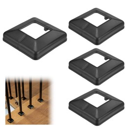 M METERXITY 4-Pack Post Base Cover, Fits 2.36"x 2.36" PVC Post Skirt Split Type for Indoor/Outdoor Iron Railing/Wood Posts/Fence/Stairs/Patios/Handrail/Porch Column Wrap Post Trim [Black]