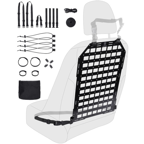 OneTigris Car Back Seat Organizer - Rigid MOLLE Panel for Vehicles, Universal Truck Seat Organizer Truck Tactical Modular Storage Platform for Tactical Gears Accessorie,1 Pack, Fiberglass
