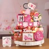 Pickmesh 21 Pcs Valentine's Day Tiered Tray Decor Set Wood