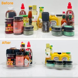 vacane Clear Lazy Susan Organizer, Non-Skid 13" Plastic Lazy Susan Turntable for Cabinet Rotating Pantry Lazy Susan Cabinet Organizer, Storage Containers for Kitchen, Refrigerator Countertop, Bathroom