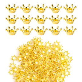 FRUHLING Pack of 150 Small Golden Crowns Mini Decorative Crown Charms Metal Spacer Beads Crowns Pendant Table Decoration Scatter Decoration for DIY Crafts Jewellery Making, Metal