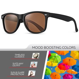 Retro Rewind Polarized Sunglasses for Men and Women - UV Protection Classic Mens Womens Sun Glasses - Cool Vintage 80s Shades