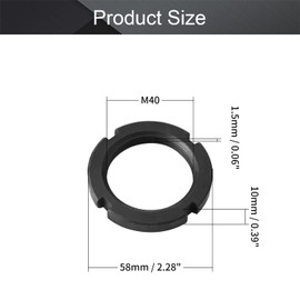 MroMax M40 x 10mm Slotted Round Nuts Carbon Steel 4 Slot Spanner Nut for Roller Bearing Pump Valve Black Pack of 4