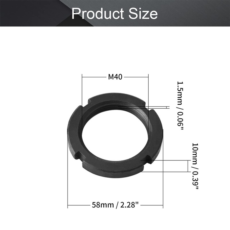 MroMax M40 x 10mm Slotted Round Nuts Carbon Steel 4