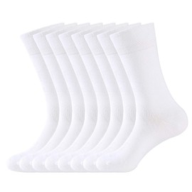 WANDER Men's Solid Dress Socks Cotton 8 Pairs Trouser Thin Classic Socks (Shoe Size:13-15, 8 Pairs White)