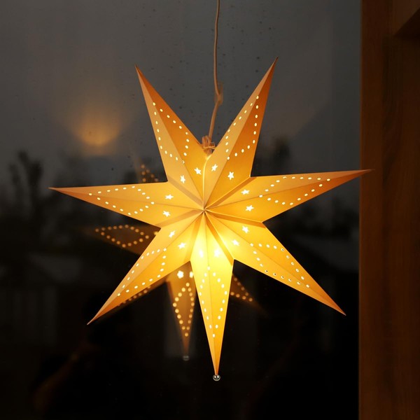 Salcar LED Paper Star for Hanging, Lantern Decoration, Diameter 55 cm / 75 cm