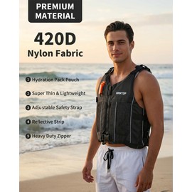 Owntop Swim Jacket Adult, Lightweight Kayak Swim Vests, Hydration Pocket for Paddle, Boating, Fishing, Water Sports (Black, M/L)