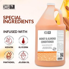 MODA - Moisturizing Conditioner for all Hair Types, Honey Almond, 128 Oz, Professional - Strengthens, Moisturizes, Leaves Hair Soft and Shiny, Adds Volume, Protects Color and Restore