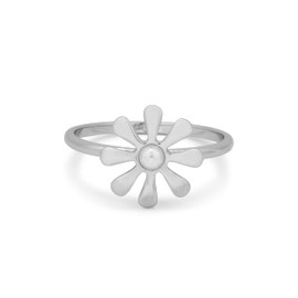 Pura Vida Rose Gold or Silver Plated Flower Power Ring w/Plastic Pearl - Brass Base, Stackable Band - Size 5-9, not known