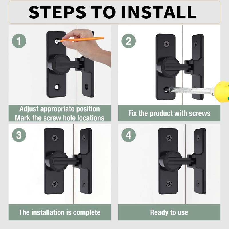 2 Pack Barn Door Lock Hardware, 90 Degree Heavy Duty
