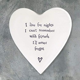 East of India Heart Coaster I live for nights I cant remember with friends Ill never forget NEW STOCK 2016