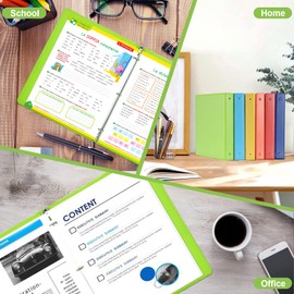 SUQJOY 1 inch 3-Ring Binde with 2 Inside Pockets, Clear View Binder Holds 8.5'' x 11''US Letter Size Paper, 1“ Round Ring Binder for Office/Home/School Supply, 6 Pack (Assorted 6 Colors)