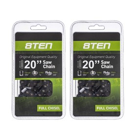 8TEN Chainsaw Chain for Echo CS-60S 500 590 510 Poulan 4000 3800 72LPX70CQ 20 inch .050 3/8 70DL 2 Pack