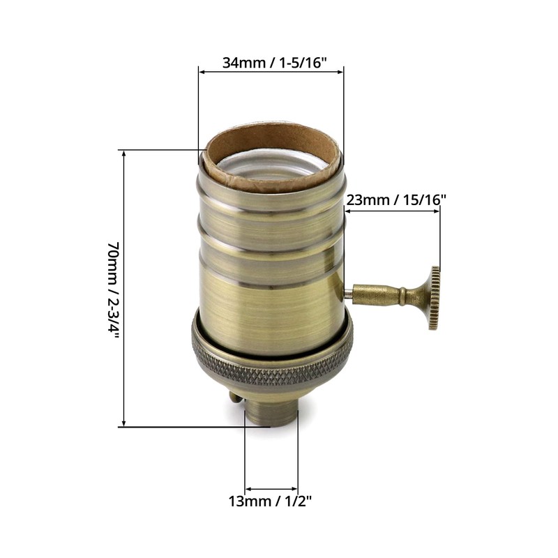 QWORK E26/E27 Lamp Socket, On/Off Vintage Rotary Turn Knob Lamp