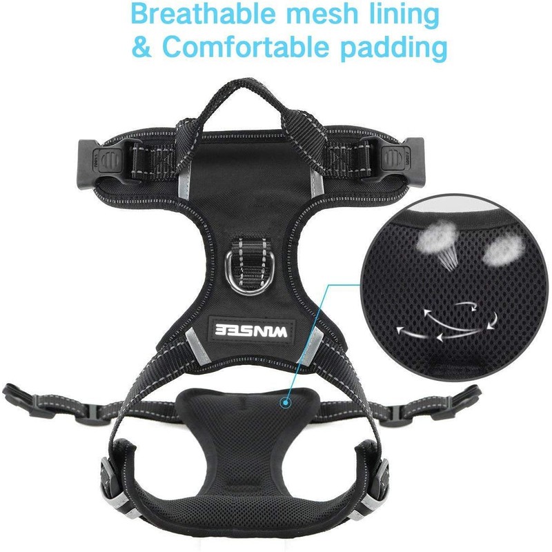 WINSEE Dog/Pet Harnesses No Pull with Dog Collar, Adjustable Reflective