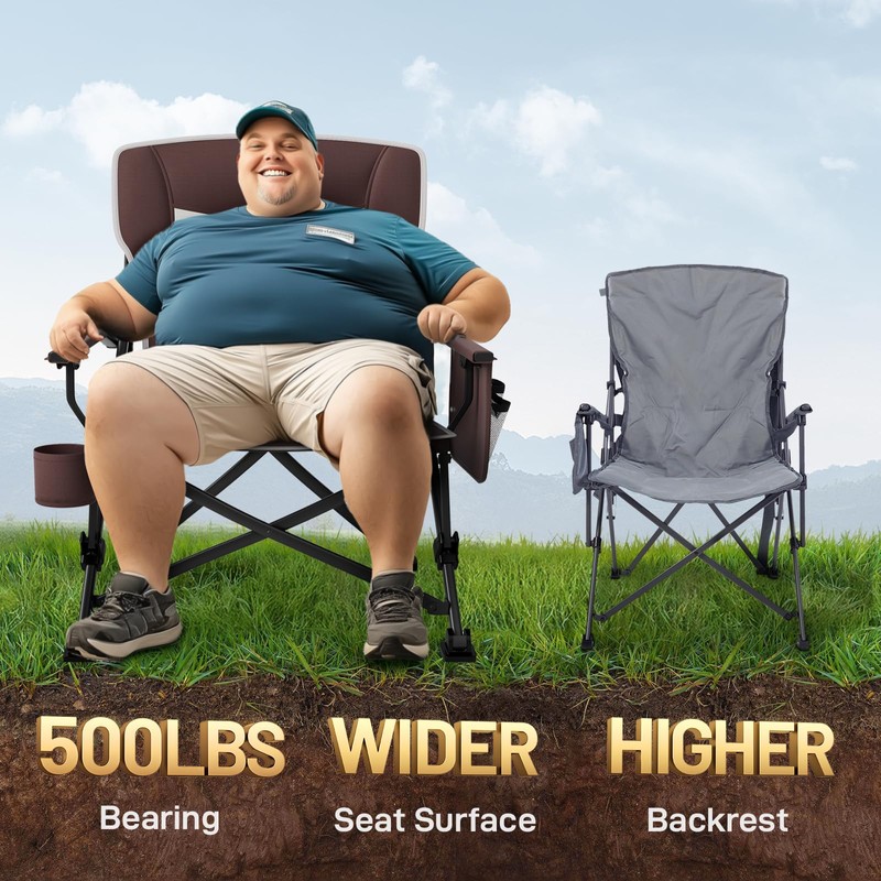 EVER ADVANCED Oversized Folding Camping Chair, for Adults Heavy Duty