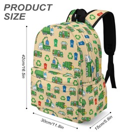 Fiwsuyr Garbage Trucks Backpack for Kids Boys 16 Inch Cartoon Garbage Trucks Schoolbag Travel Backpack