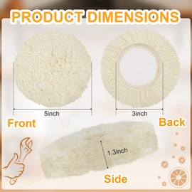 Tallew 6 Pcs 3 Inch Wool Polishing Pad Hook Loop Buffing Pad for Drill Curved Edge Compound Cutting Tool Drill Polisher Attachment Wheel Polish Kit Car Body Repair Buffing